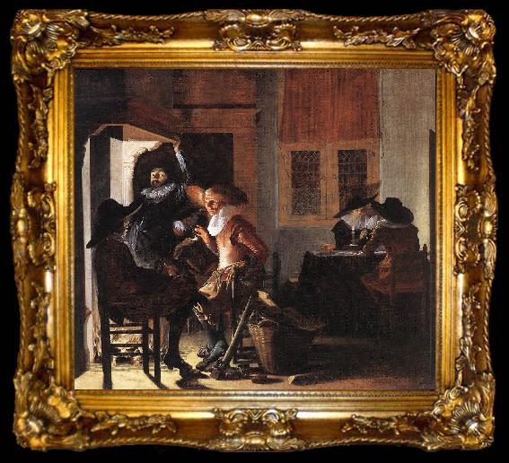 framed  DUYSTER, Willem Cornelisz. Soldiers beside a Fireplace sg, ta009-2